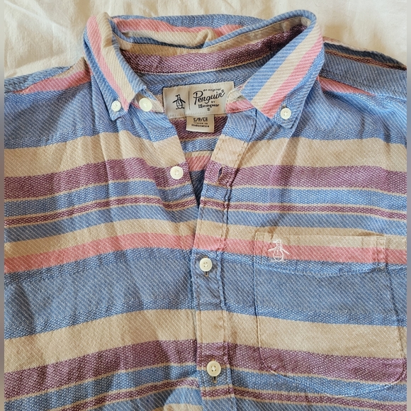 Original Penguin Other - Original Pengiun Striped Short Sleeve Cotton Button Up Size Small